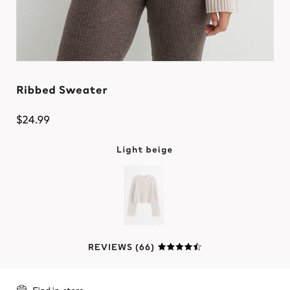 H&M Ribbed Sweater Light Beige - Picture 4 of 6